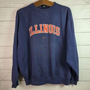 Vintage Nike Y2K University Illinois Sz Large Center Swoosh Crewneck Sweatshirt